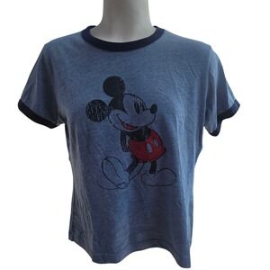 Vintage Disneyland Resort Mickey Mouse Blue Ringer T-Shirt Disney Tee, Size‎ S-M